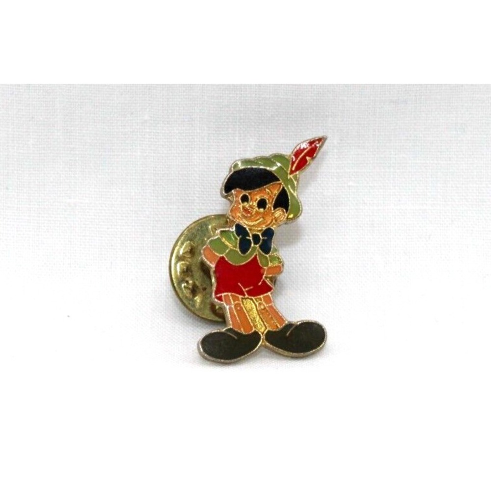 Vintage 80s Pinocchio Enamel Pin Disney Lapel Pin 1" Tall, Butterfly Clasp